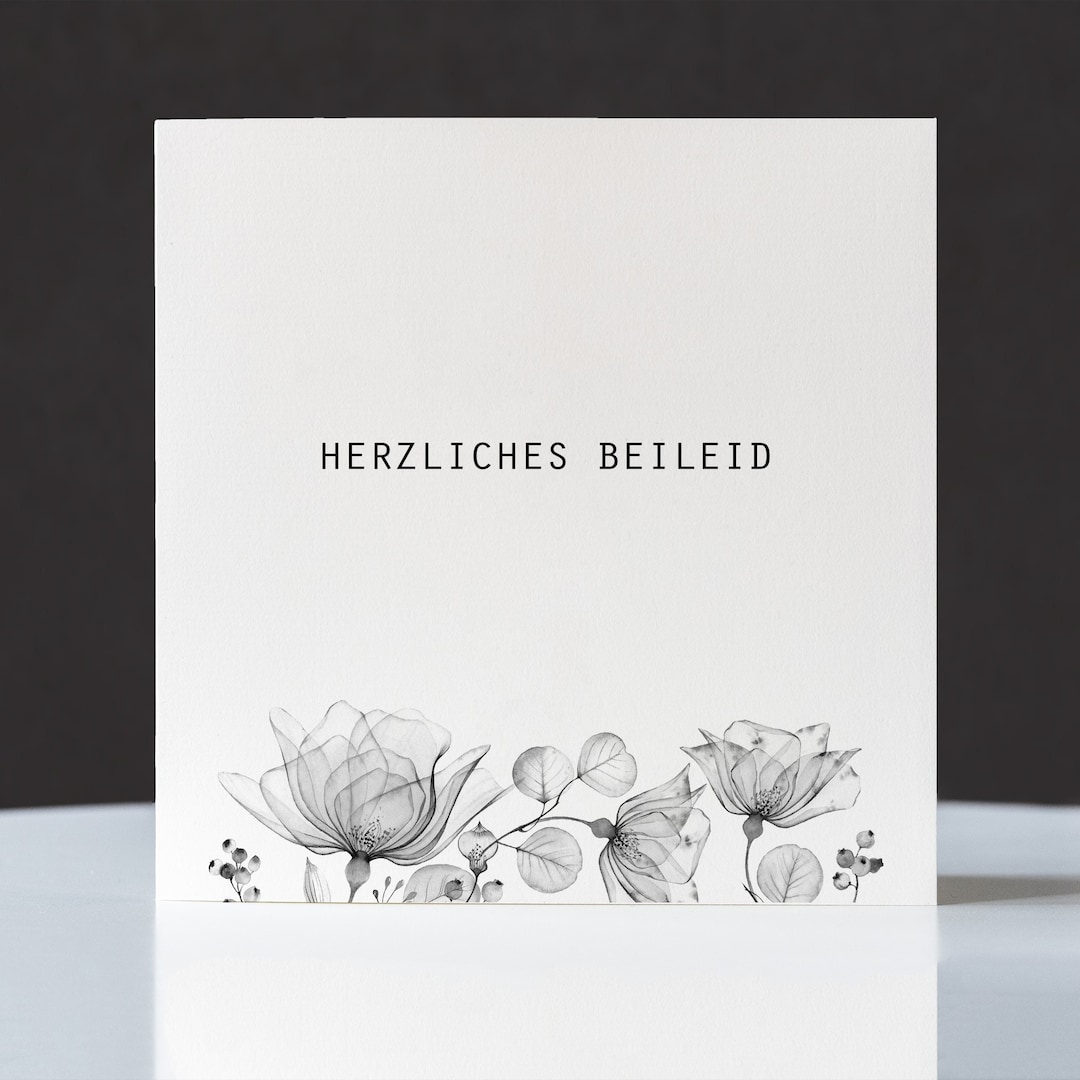 Trauerkarte, Beileidskarte Herzliches Beileid, Motiv Blume 2