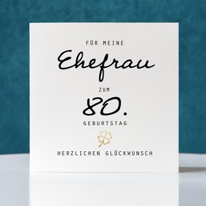 Geburtstagskarte, Klappkarte quadratisch, Ehefrau zum 80. Geburtstag