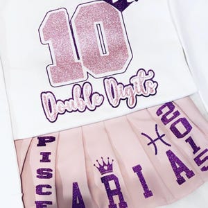 Customized Girls pleated skirt birthday set / Double Digits Birthday / 10th Birthday Set