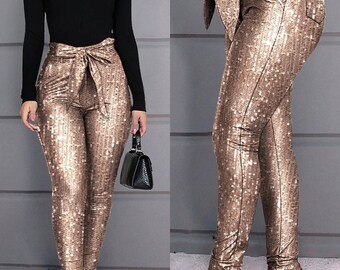 Gold Sequin Pants - Etsy