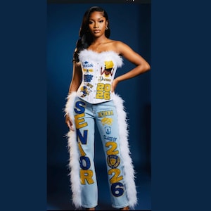 Custom Senior Corset & Jeans Set • Class of 2026 Graduation Outfit