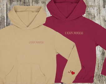 Roman Numeral Hoodies, Valentines Day,  Cute Boyfriend/Girlfriend,  Special Date, Married, Wifey, Couple Anniversary Date, 2