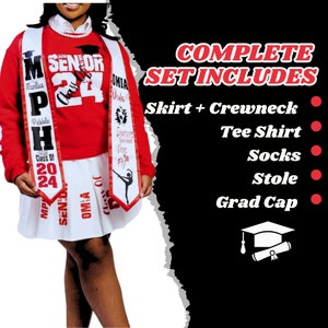 Personalized Senior|Graduation 2026 Skirt| Set| Graduation Gift|Graduation Outfit| SENIOR 2026| Graduation Stole |8TH |Graduation skirt set
