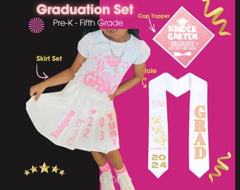 Customized pleated skirt set | kindergarten grad skirt set | Kindergarten pleated skirt set| Pre K Grad skirt set| 5th grade skirt set