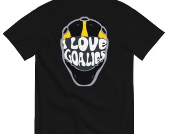 I Love Goalies Unisex Tee | Black and Yellow