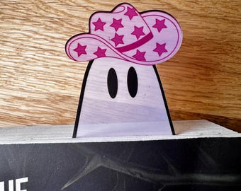 Pink Cowboy Ghostie Transparent Bookmark