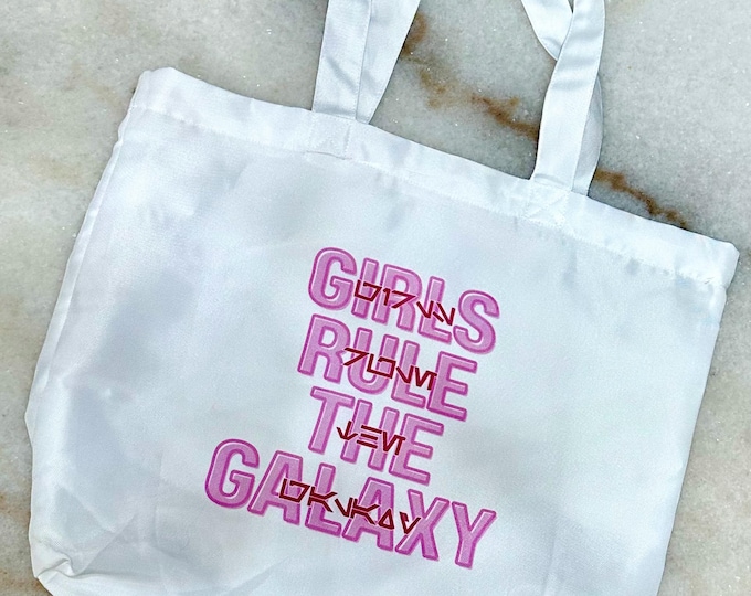 Featured listing image: Girls rule the galaxy Aurebesh totes