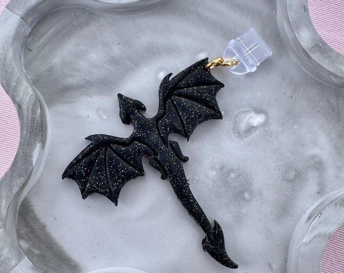 Featured listing image: Flying Glitter Dragon Kindle/Phone/USB-C Plug Charm