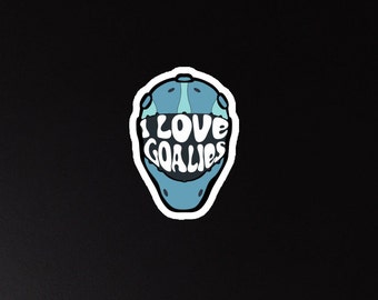 I Love Goalies Magnet | Teal and Blue