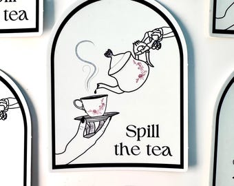 Spill the Tea Skeletal Hand Book Inspired Sticker