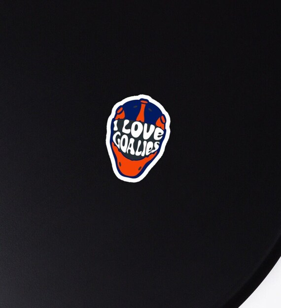 I Love Goalies Magnet | Orange and Blue