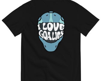 I Love Goalies Unisex Heavyweight Tee | Teal