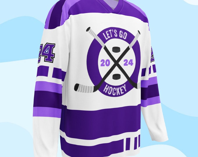 Featured listing image: Let’s Go Hockey Purple Recycled hockey fan jersey