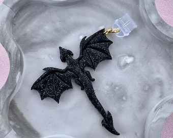Flying Glitter Dragon Kindle/Phone/Tablet/USB-C Plug Charm (Pre-order)