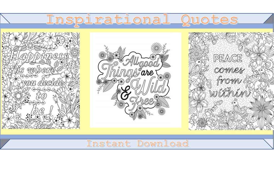 20 Page Inspirational Quotes Coloring Book - Etsy