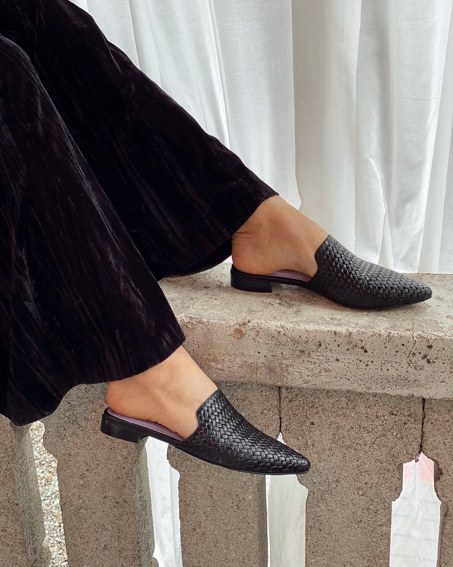 Leather mules shoes women's mules black leather mules Etsy