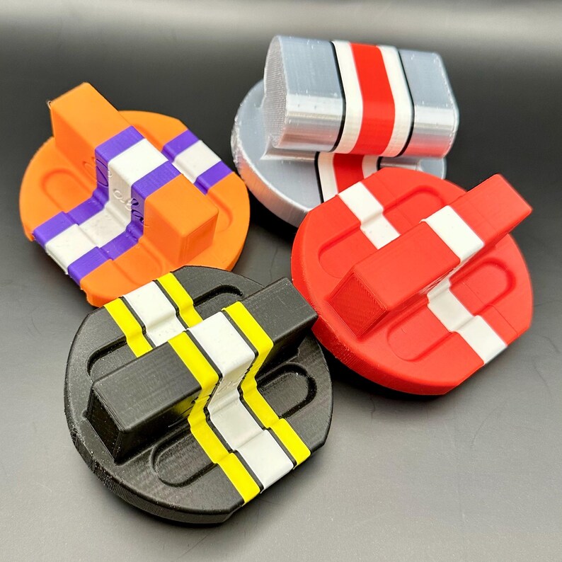 Front left-5 jersey stripe-black/yellow/white
Front right-1 stripe-red/white
Back left-3 stripe-orange/purple/white
Back right-5 helmet stripe-silk silver/red/white