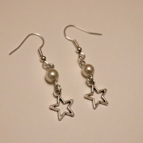 Ivory star and pearl earrings