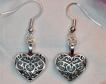 Pretty antique heart charm earrings