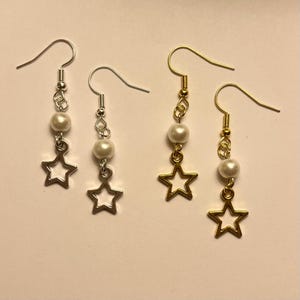 Ivory star and pearl earrings silver or gold
