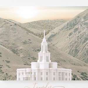 Payson UT LDS temple, digital art, artistic grainy finish, lds classic art, Payson mountain, ut temple, lds decor, YW gift, Payson temple