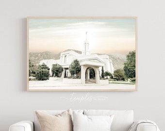 Mount Timpanogos, temple digital photo, American Fork UT, temple art, artistic grainy finish, Timpanogos UT temple, timp temple picture