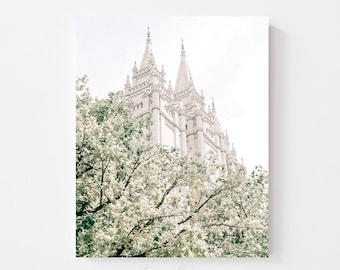 Salt Lake City UT LDS temple, digital image, grainy textured finish, slc temple art, minimal, lds temple photo, ut temple decor, SLC temple