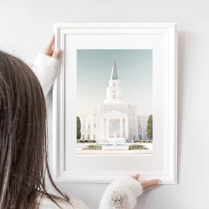 Houston TX, LDS temple, digital image, artistic finish, Christian decor, Houston temple, texas temple art, lds wedding, Houston temple photo