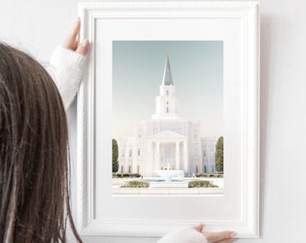 Houston TX, LDS temple, digital image, artistic finish, Christian decor, Houston temple, texas temple art, lds wedding, Houston temple photo