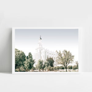 Templo de St. George, imagen digital, templo de St. George UT, arte del templo de Utah, decoración del templo, impresión del templo de los mormones, arte cristiano