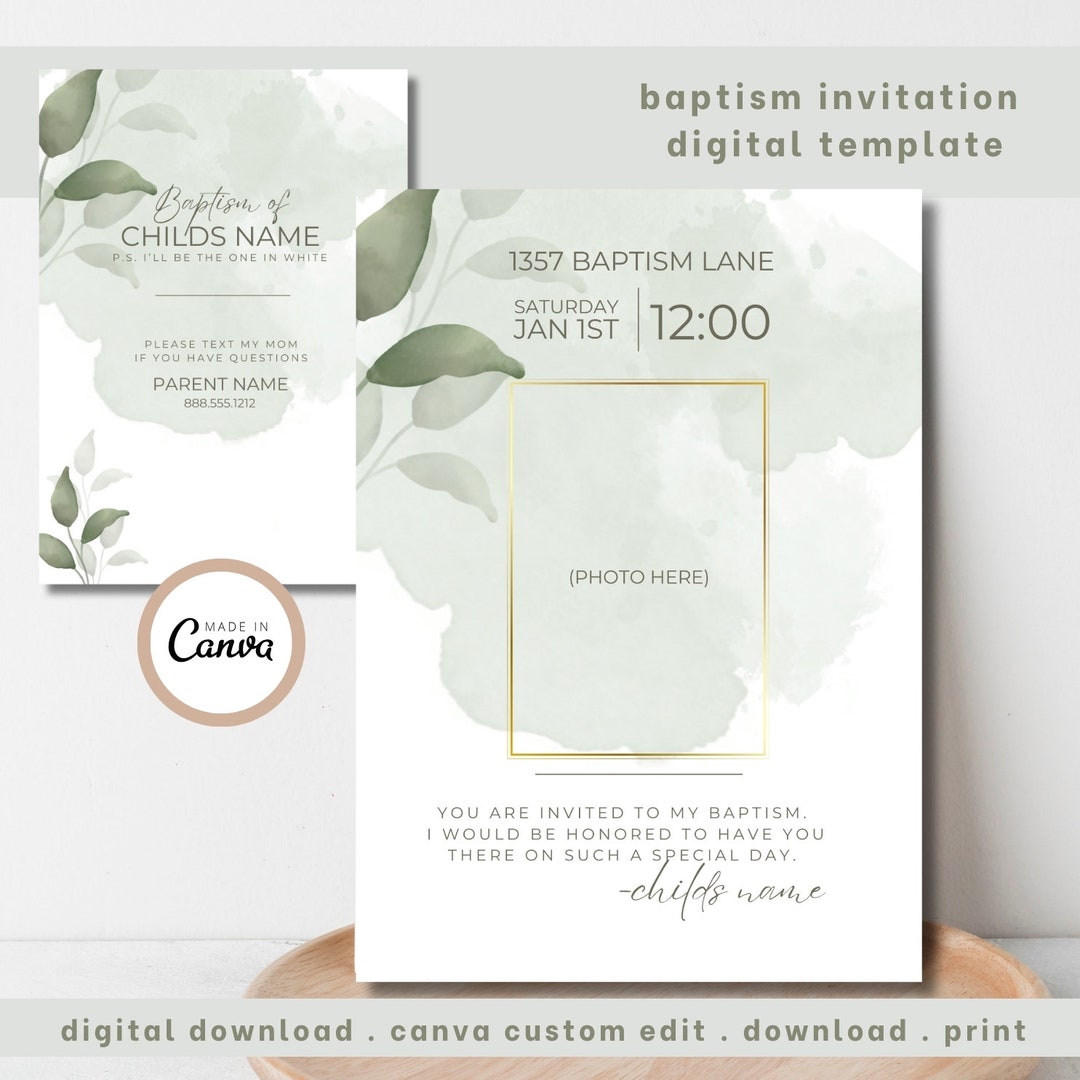 Baptism Invitation Template, LDS Baptism, Modern Baptism Template, Lds Baptism Invite ...