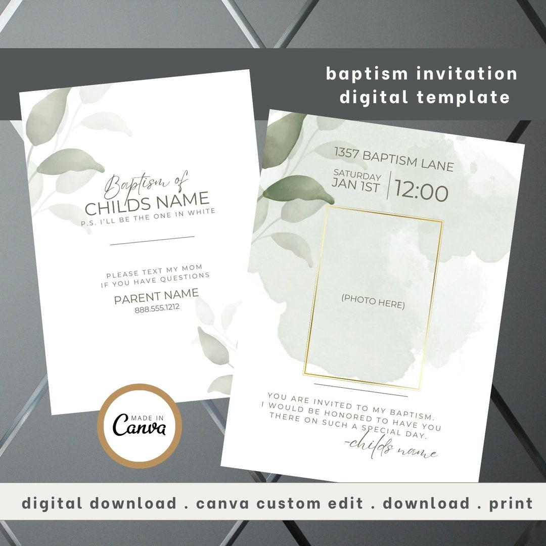 Baptism Invitation Template, LDS Baptism, CANVA Template, Neutral Baptism Template, Lds Baptism ...