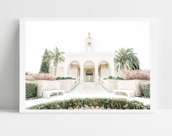 Newport Beach, CA LDS temple, digital print, temple photo, CA lds temple, lds decor, artistic grainy finish, Newport Beach temple
