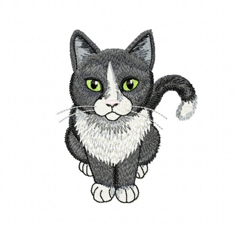 Tuxedo Cat Machine Embroidery Design 5 sizes Instant Etsy