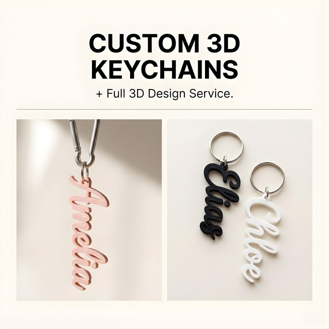 Personalized 3D Printed Name Keychain – Custom Name Key Rings for Party ...