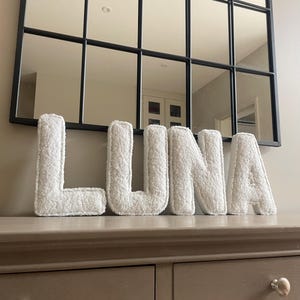 Bouclé Fabric Letter - new baby gift - cushion name sign - made by anna - fabric name sign - cushion letter - personalised initial