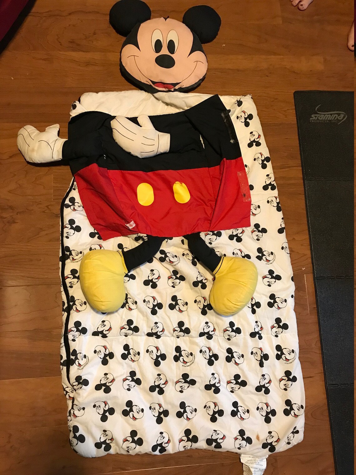 Vintage Mickey Mouse SLEEPING Bag Stuffed Animal Disney Snugums RARE