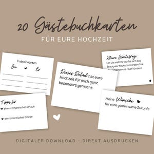 PDF-download van gastenboekkaarten voor bruiloften / minimalistisch / DIY-sjablonen voor gastenboeken / vragenkaarten om in te vullen / zelf afdrukken