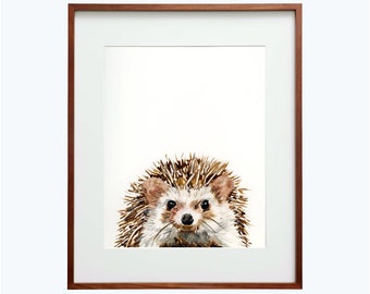 Hedgehog Print, Baby Woodland Animals, Nursery Prints, Watercolor Animal Print