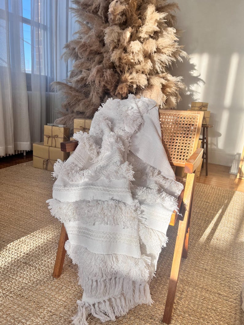 Throw blanket | Handmade Blankets | Boho Throw Blanket | Fringe Throw | Colorful Blanket, pink throw blanket | Blanket, Boho Throw,67"x51" image 5