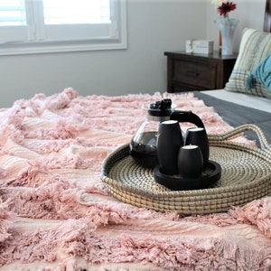 Throw blanket | Handmade Blankets | Boho Throw Blanket | Fringe Throw | Colorful Blanket, pink throw blanket | Blanket, Boho Throw,67"x51" image 3