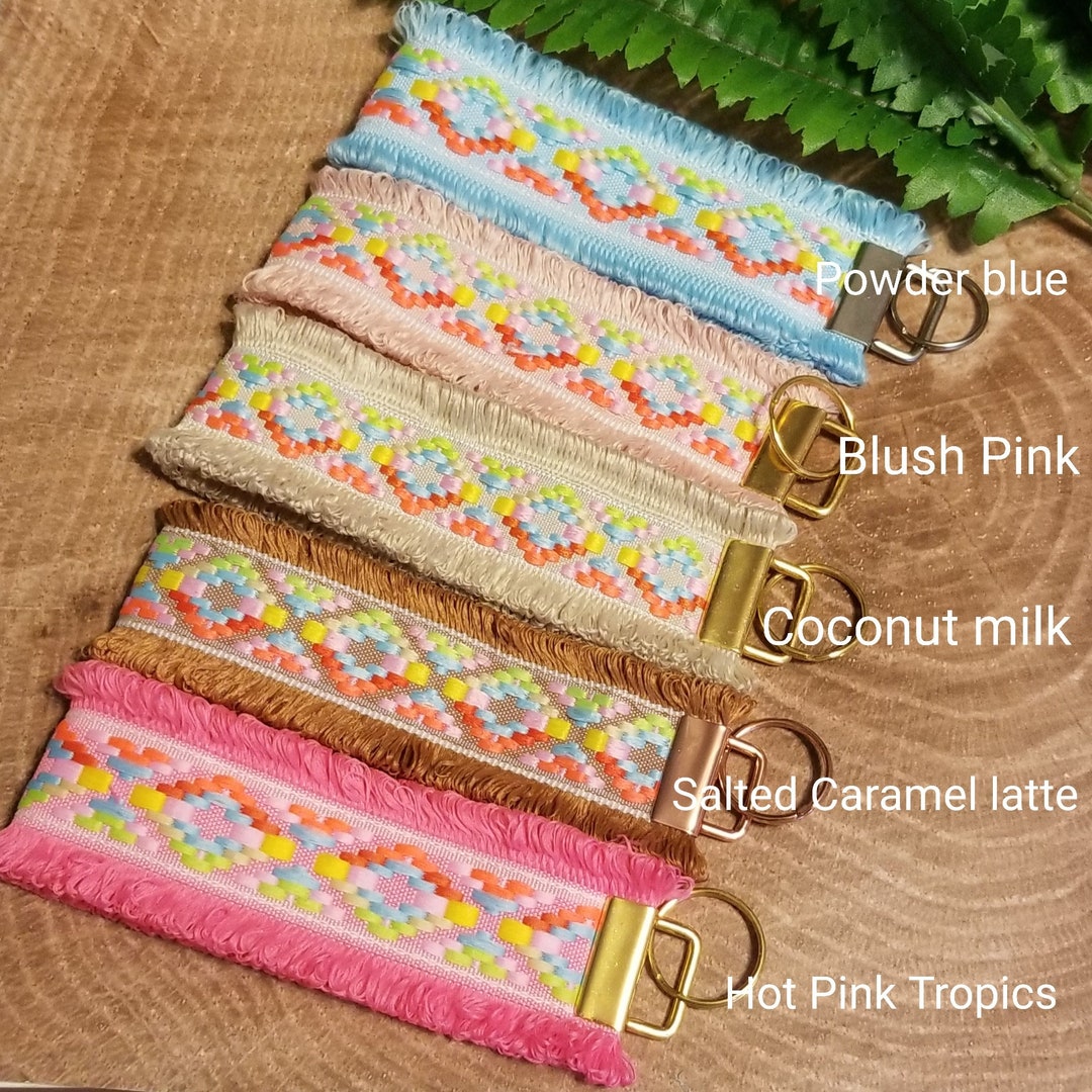 Pretty Pink Keychains, Cute Keychains for Key, Preppy Keychain Wristlet