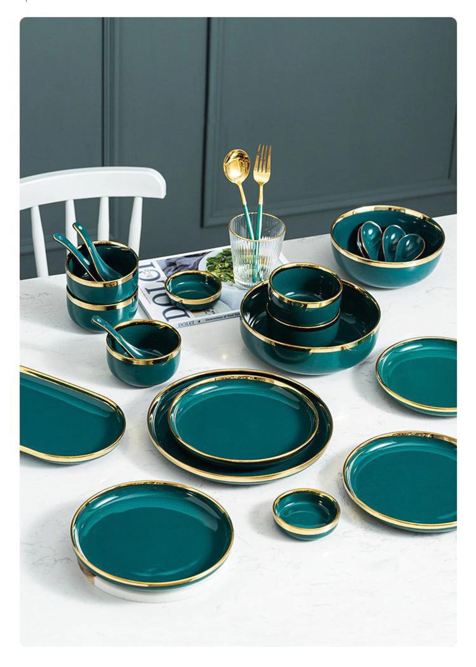 Green plate setlarge plate for kitchendiner Etsy