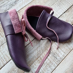 Leather outdoor barefoot slippers, leather minimalist slippers