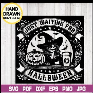 Apenas esperando pelo Halloween Svg, cartas de tarô de Halloween, fantasma fofo kawaii, cartas de tarô, camisetas engraçadas de fantasmas, cartas de tarô de anime, cartas de tarô de anime