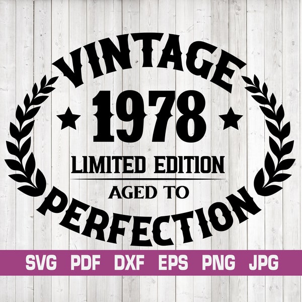 Birthday Vintage 1978 Svg,1978 Vintage Birthday Svg,1978 Birthday Shirt,Aged to perfection,44th birthday svg,Born in 1978,Vintage 1978 svg