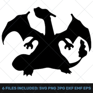 Charizard silhouet vector Pokemon SVG png jpg DXF emf EPS