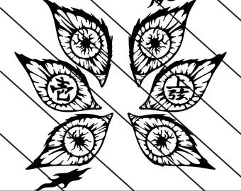 黒死牟の目悪魔の刃のシルエット ベクター svg png jpg dxf emf eps