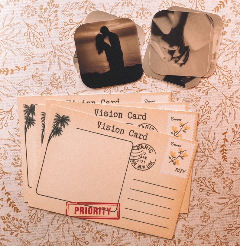 5 Vision Board Cards W/ Personalized Images, Manifets Hapiness, - Etsy