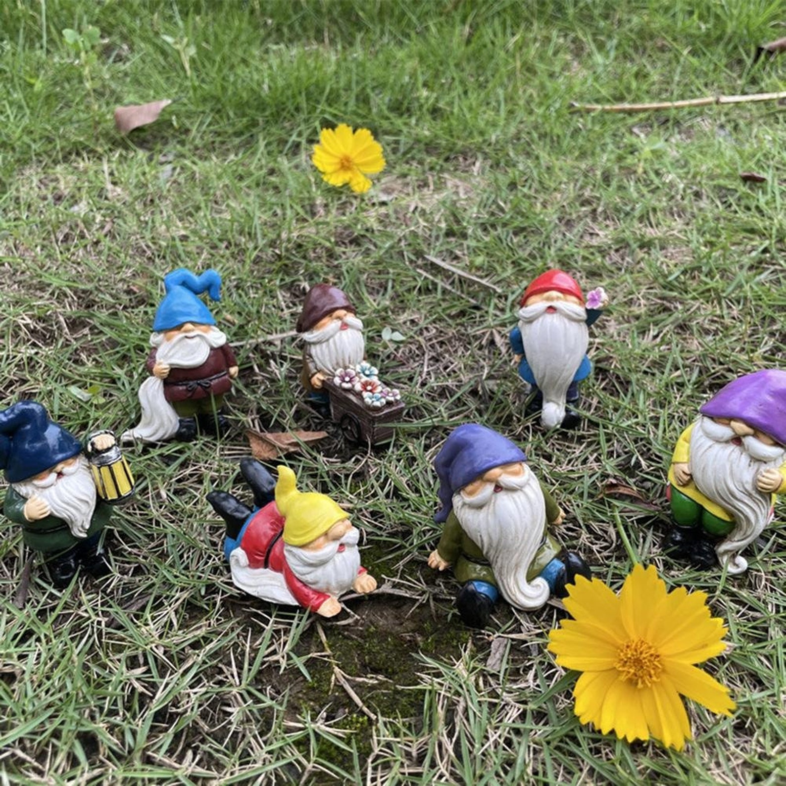 7PCS/Set Mini Dwarf Figurine Garden Miniature Collectible | Etsy